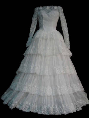 47-154gownsfa.jpg Vintage modest bridal gown front