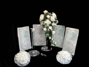 Plastic bridal display stands. Bouquet excluded.